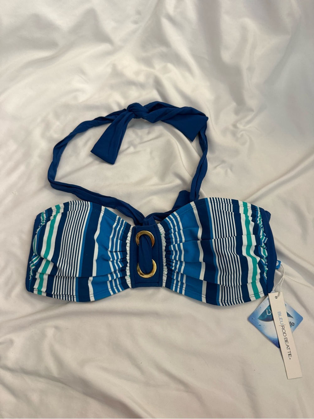 NWT Bleu Rod Beattie Walk The Line Bandeau Halter Bikini Top